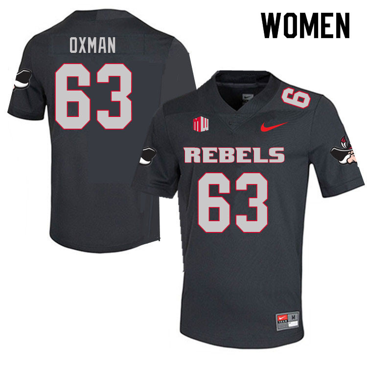 Women #63 Davod Oxman UNLV Rebels College Football Jerseys Sale-Charcoal - Click Image to Close